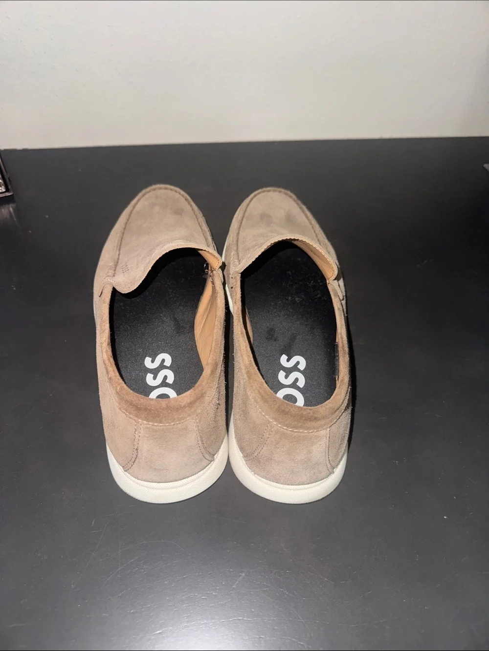 BOSS Men's Suede Slip-On Loafers in Taupe